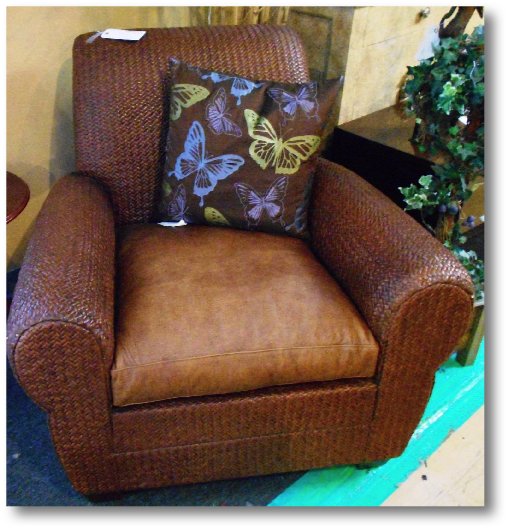 Woven and Leather Easy Chair